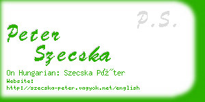 peter szecska business card